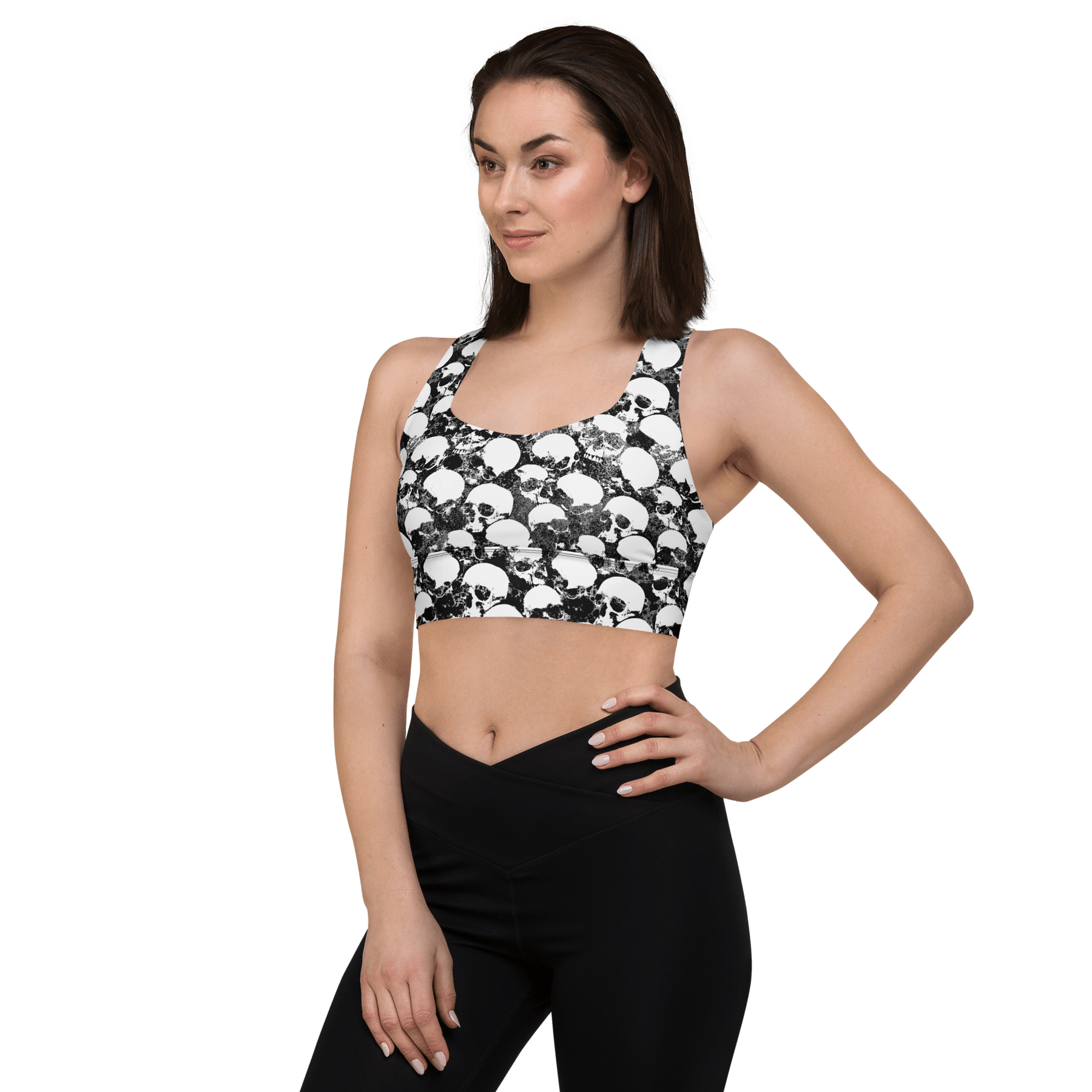 Grunge Skull Longline Sports Bra - Goth Cloth Co.1271021_12290