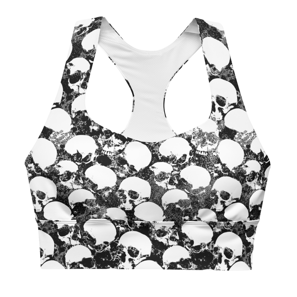 Grunge Skull Longline Sports Bra - Goth Cloth Co.1271021_12290