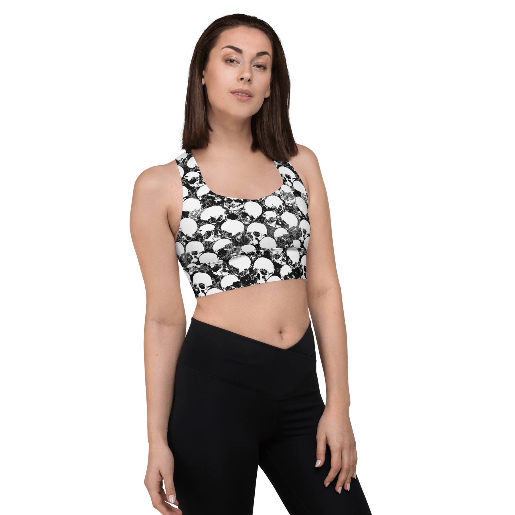 Grunge Skull Longline Sports Bra - Goth Cloth Co.1271021_12290