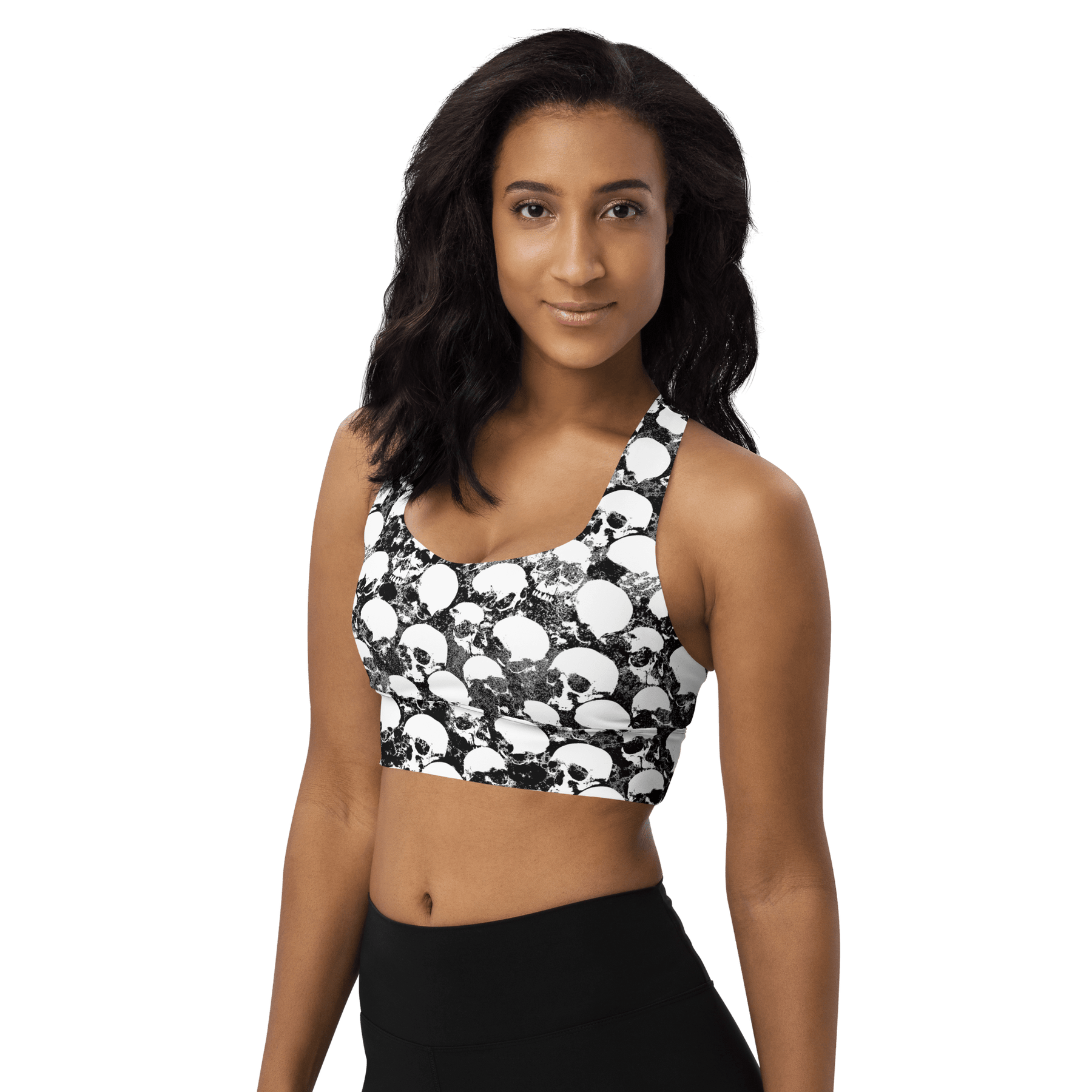 Grunge Skull Longline Sports Bra - Goth Cloth Co.1271021_12290