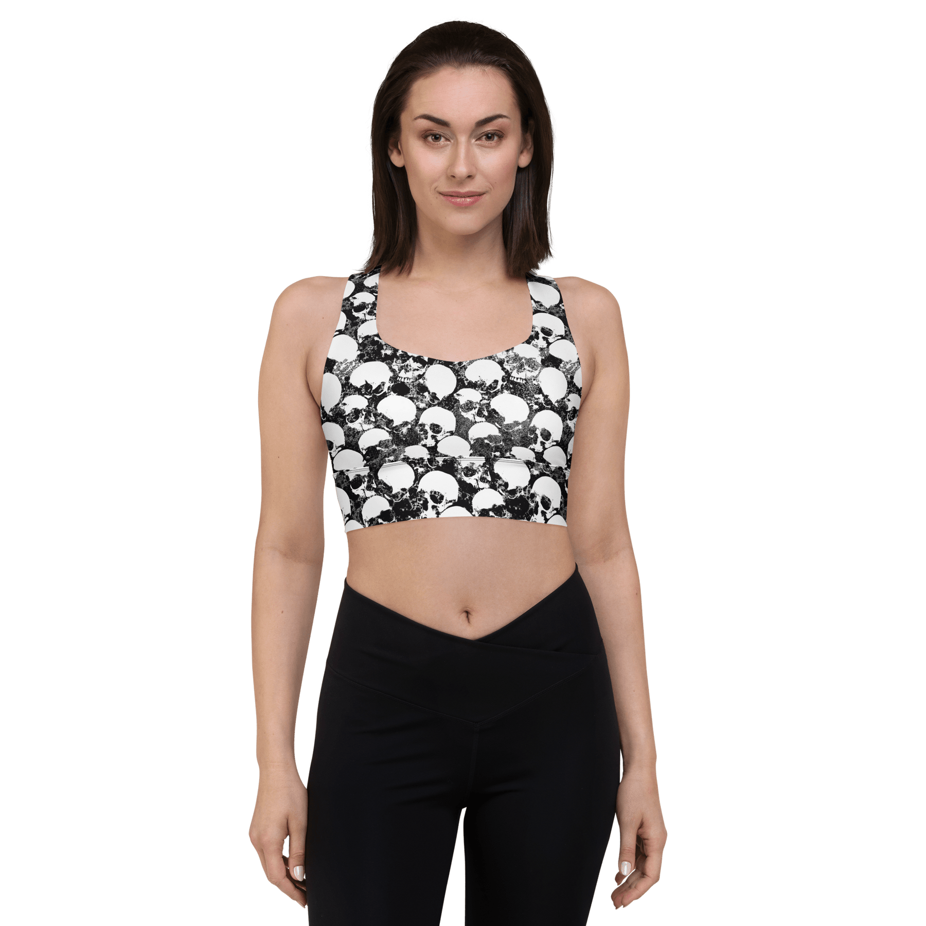 Grunge Skull Longline Sports Bra - Goth Cloth Co.1271021_12290