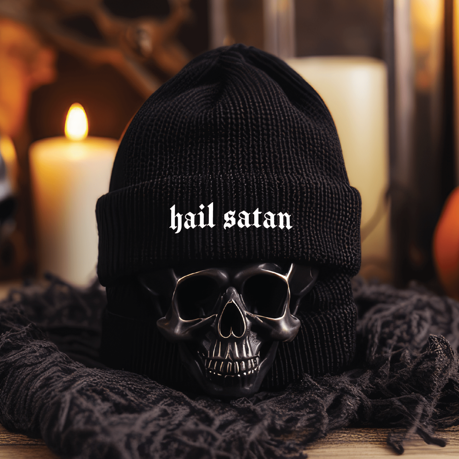 Hail Satan Gothic Knit Beanie - Goth Cloth Co.4559597_8941