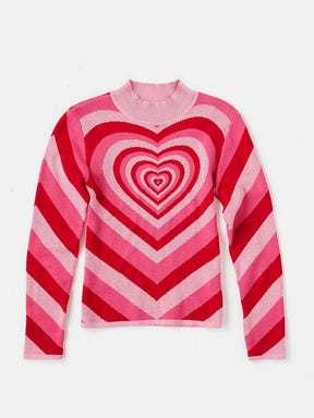 Heart Mock Neck Long Sleeve Sweater - Goth Cloth Co.sweater100100887144703