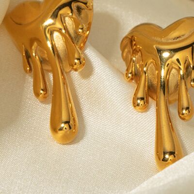 Heart Shape 18K Gold-Plated Dripping Trippy Earrings - Goth Cloth Co.101300228262516