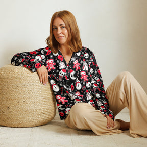 Helliday Cheer Silky Pajama Top - Goth Cloth Co.8484475_20952