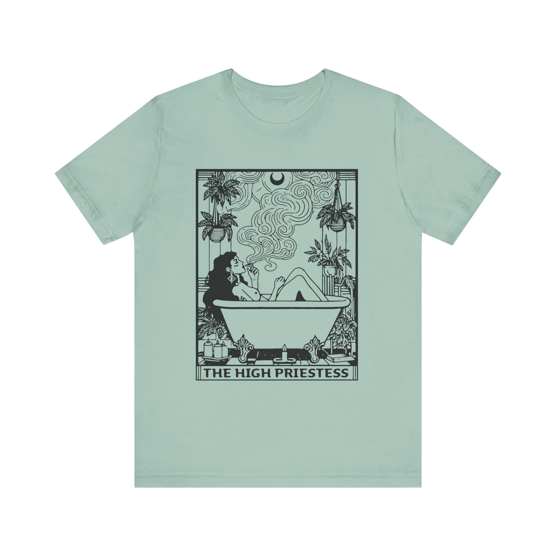 High Priestess Tarot Block Print Short Sleeve Tee - Goth Cloth Co.T - Shirt13632292005886004265