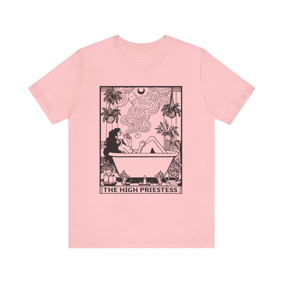 High Priestess Tarot Block Print Short Sleeve Tee - Goth Cloth Co.T - Shirt28879086425019347507