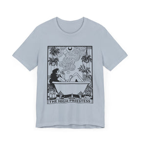 High Priestess Tarot Block Print Short Sleeve Tee - Goth Cloth Co.T - Shirt48462926148776770722