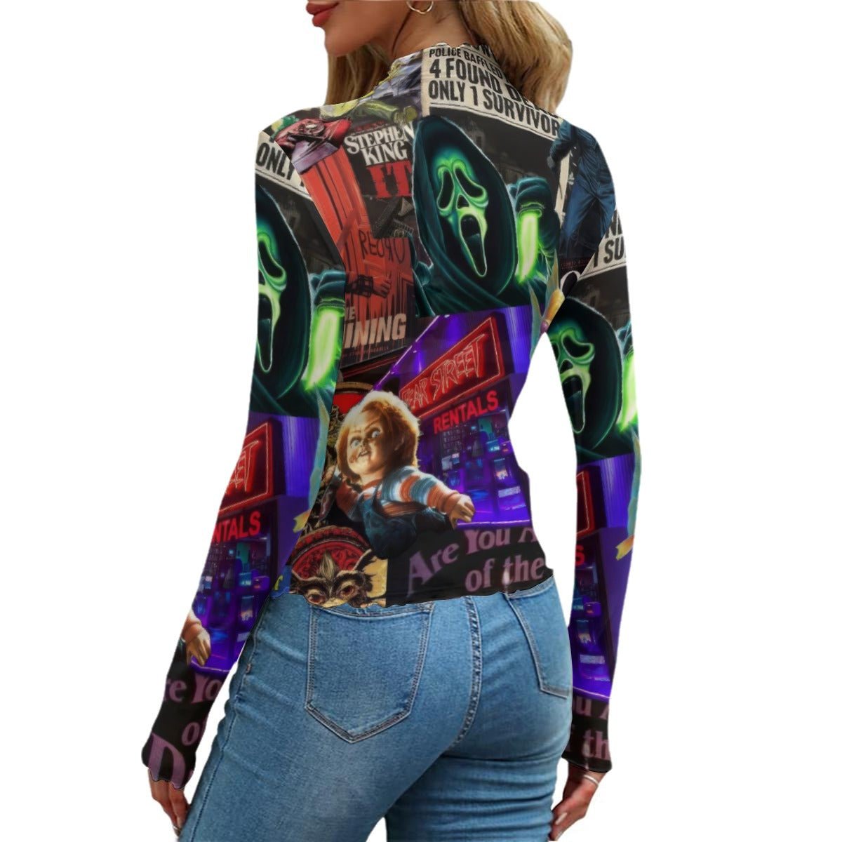Hollywood Horrors Women's Long Sleeve Mesh Top - Goth Cloth Co.ADS-3WTXWC16-PFCWQ-FFFFFF-5XL