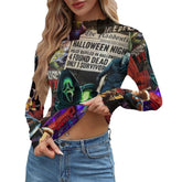Hollywood Horrors Women's Long Sleeve Mesh Top - Goth Cloth Co.ADS-3WTXWC16-PFCWQ-FFFFFF-XS