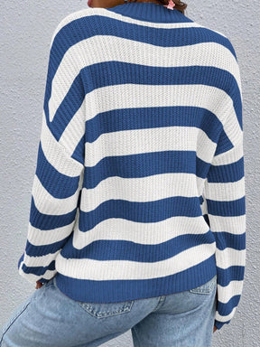 Honey Striped Round Neck Long Sleeve Sweater - Goth Cloth Co.sweater100100921441351