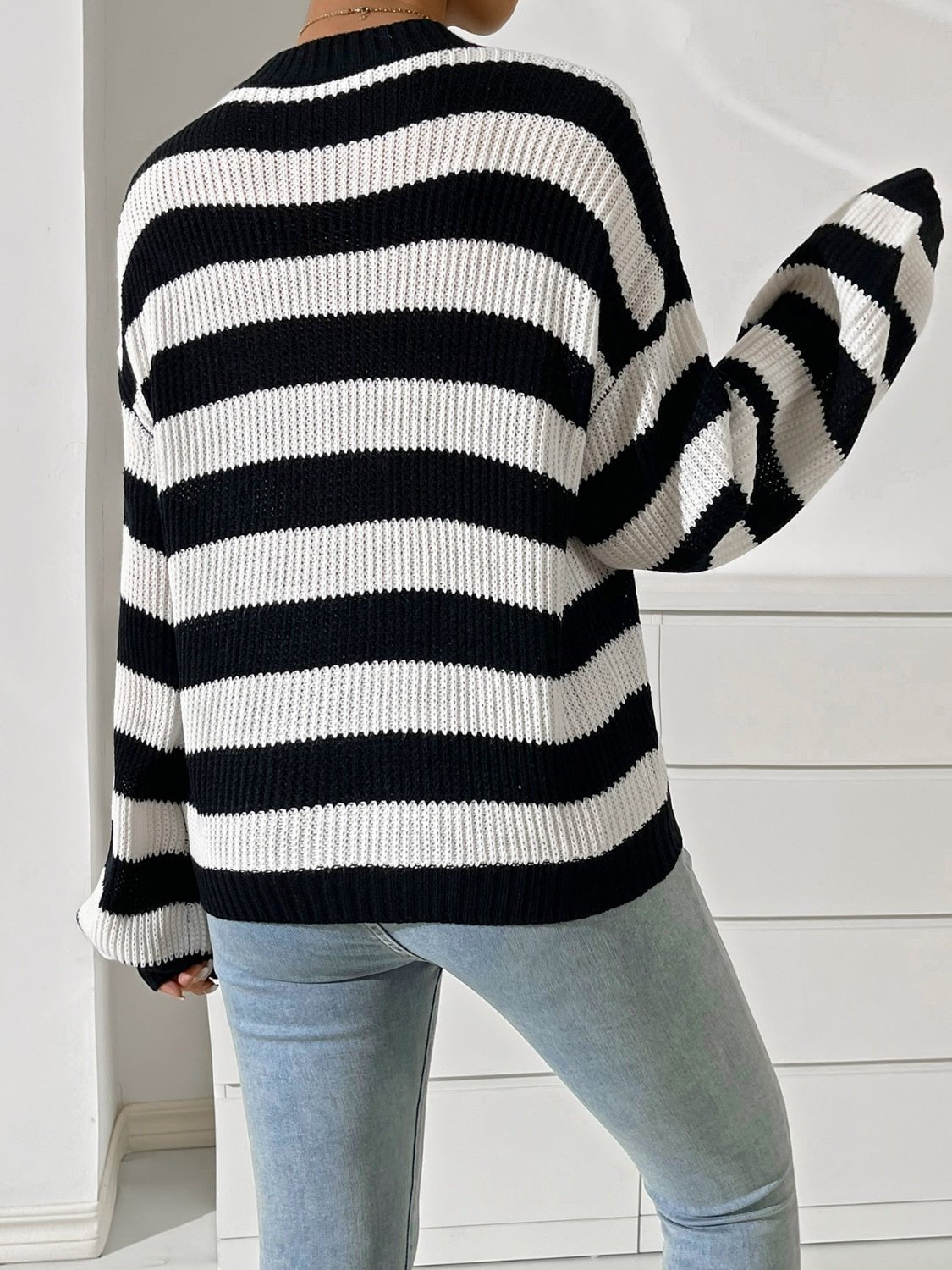 Honey Striped Round Neck Long Sleeve Sweater - Goth Cloth Co.sweater100100921441545