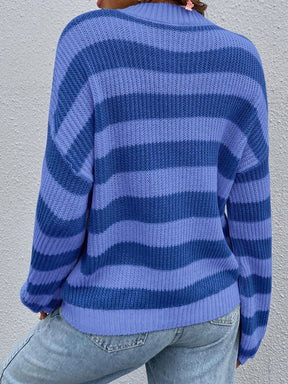 Honey Striped Round Neck Long Sleeve Sweater - Goth Cloth Co.sweater100100921445744