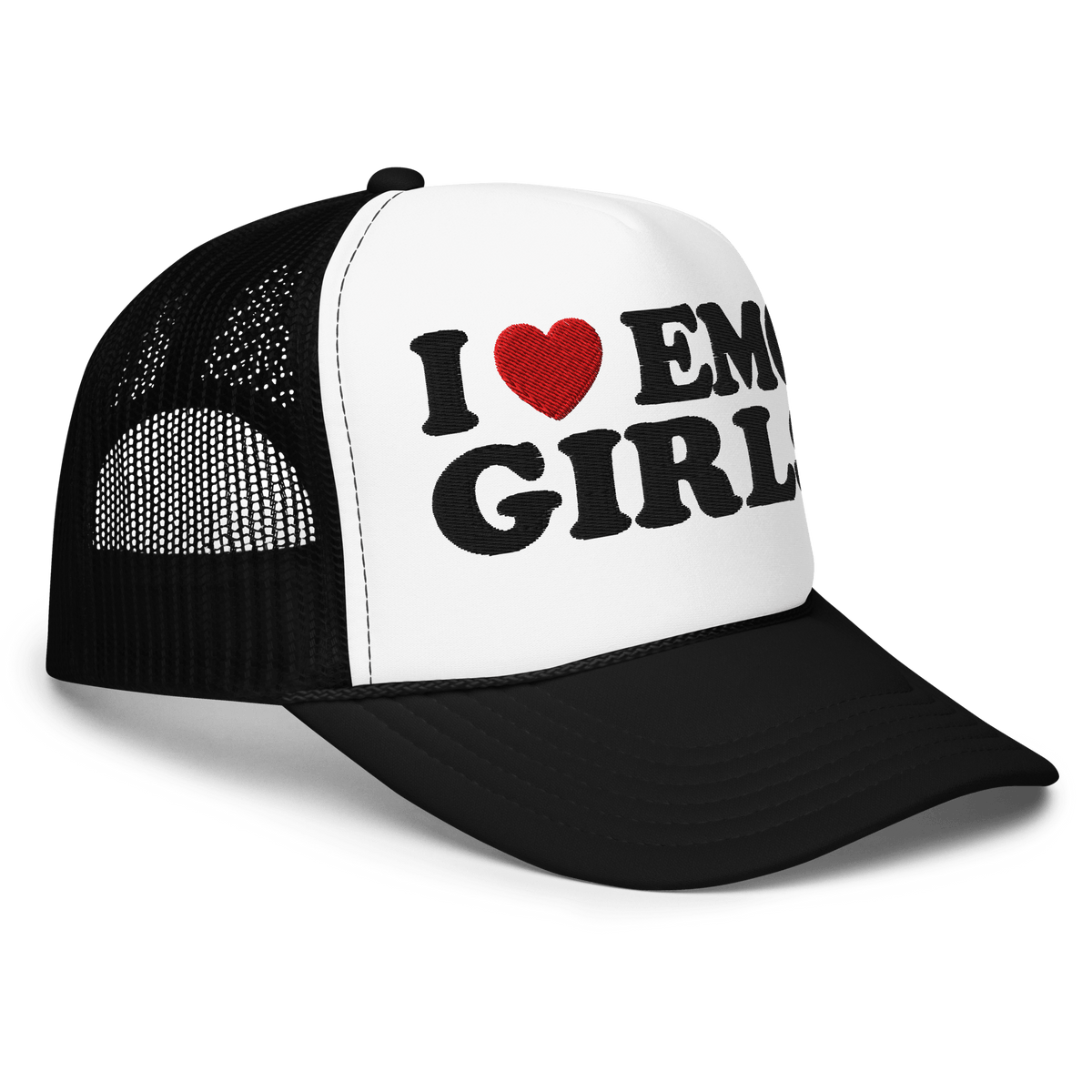 I Heart Emo Girls Foam Embroidered Trucker Hat - Goth Cloth Co.6565040_15908