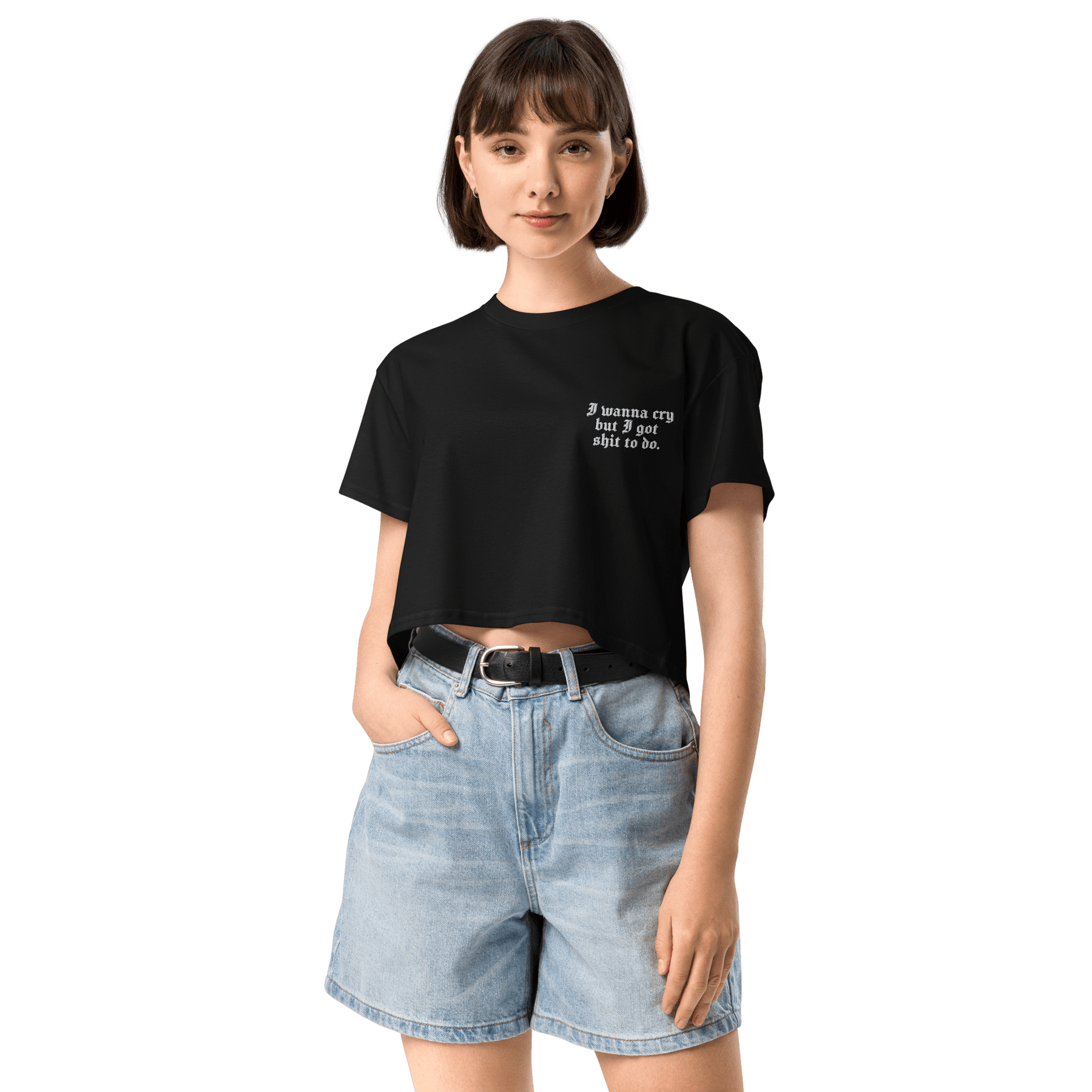 I Wanna Cry Embroidered Crop Top - Goth Cloth Co.8675601_16095