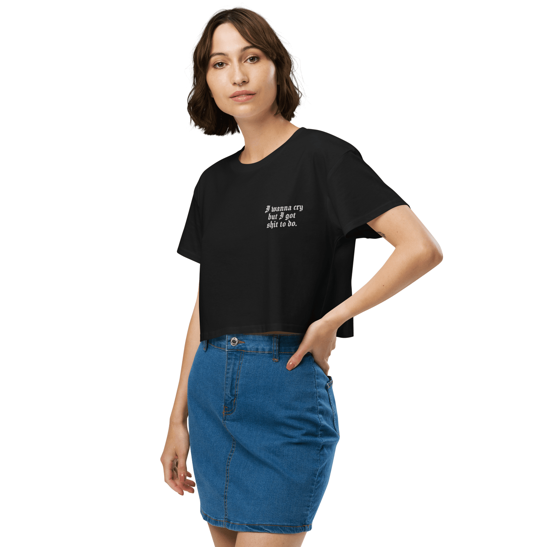 I Wanna Cry Embroidered Crop Top - Goth Cloth Co.8675601_16095