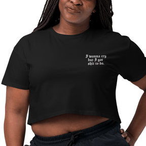 I Wanna Cry Embroidered Crop Top - Goth Cloth Co.8675601_16095