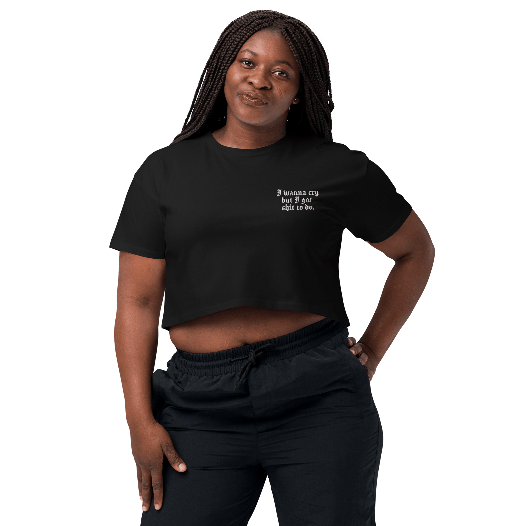 I Wanna Cry Embroidered Crop Top - Goth Cloth Co.8675601_16095