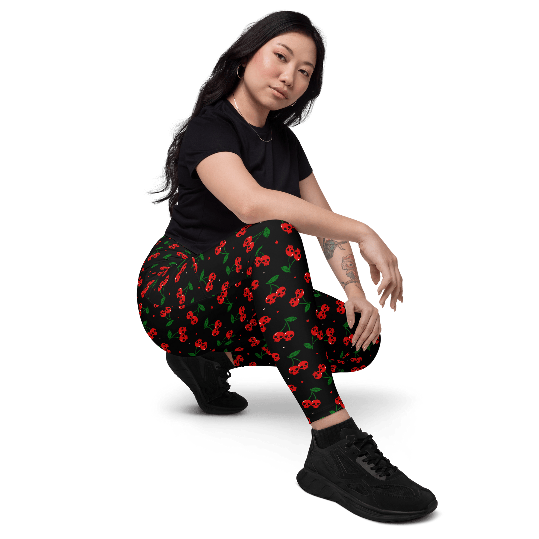 Killer Cherries Crossover Leggings with Pockets - Goth Cloth Co.3318854_14137