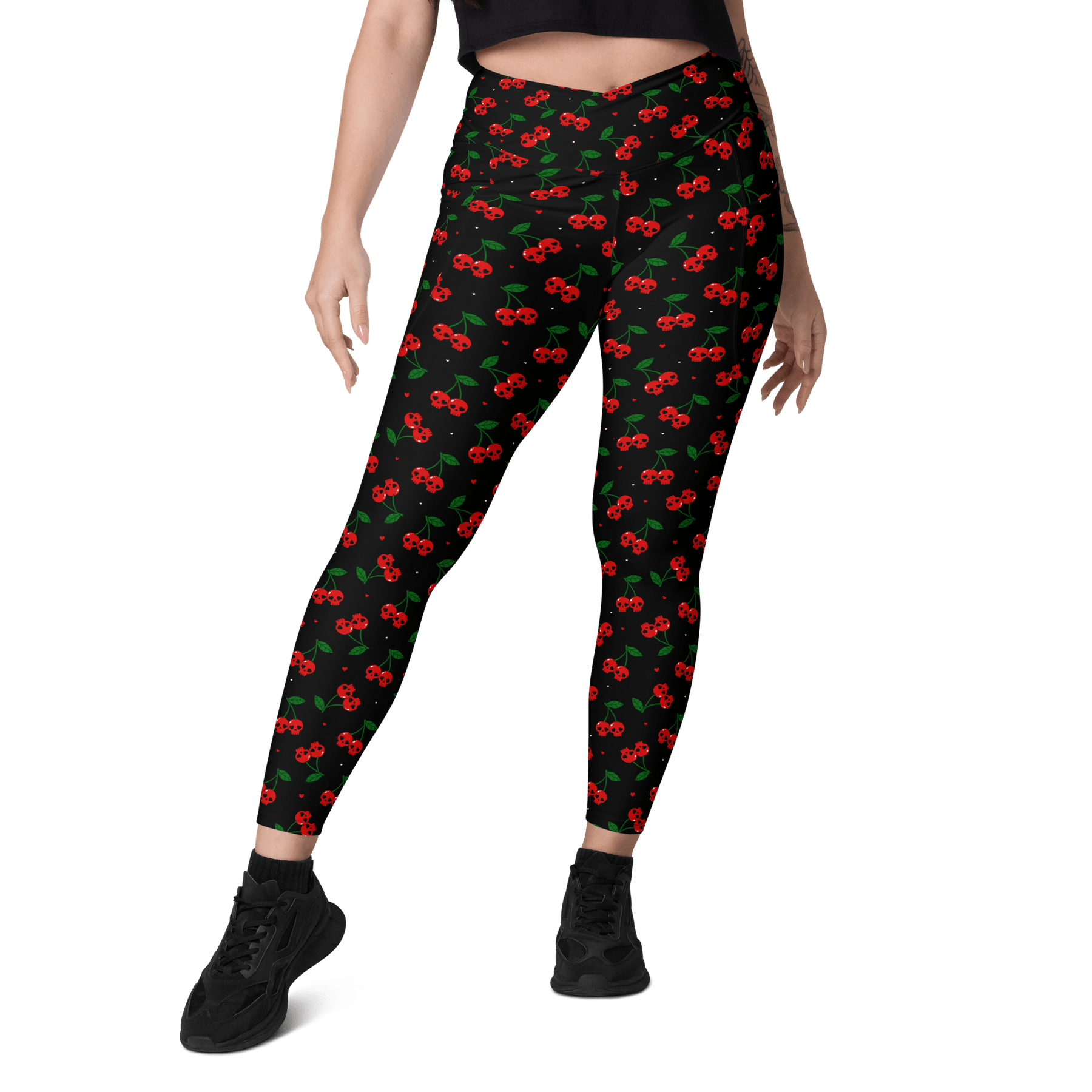 Killer Cherries Crossover Leggings with Pockets - Goth Cloth Co.3318854_14137