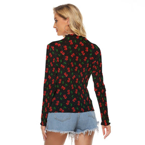 Killer Cherries Women's Long Sleeve Mesh Top - Goth Cloth Co.ADS-3WTXWC16-PFCWV-FFFFFF-XS