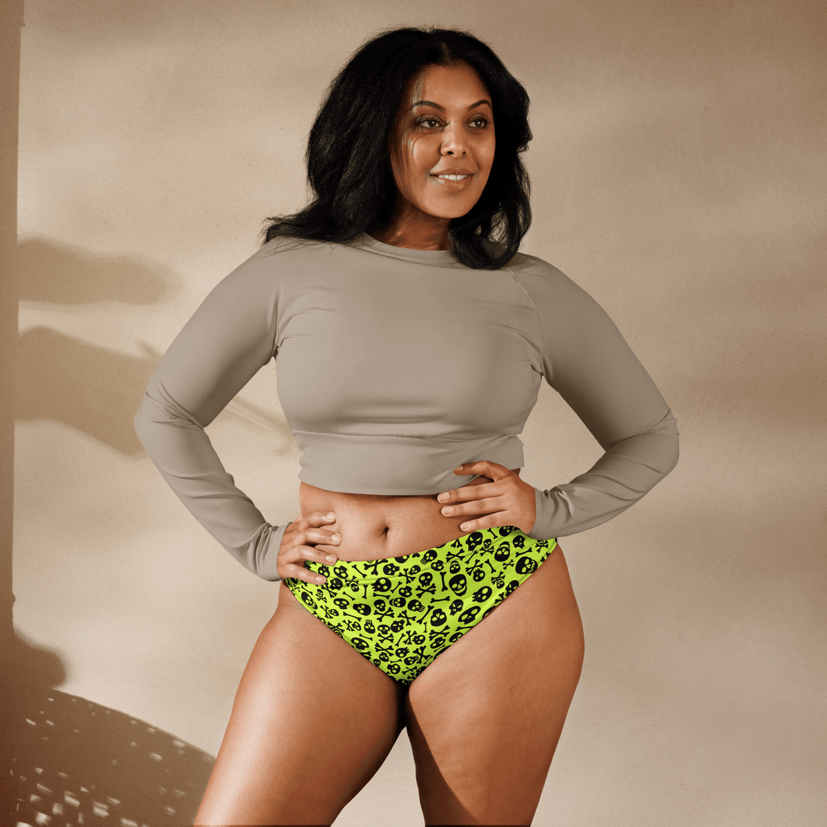 Lime Bones Sport High - Waisted Bikini Bottom - Goth Cloth Co.6533557_12042