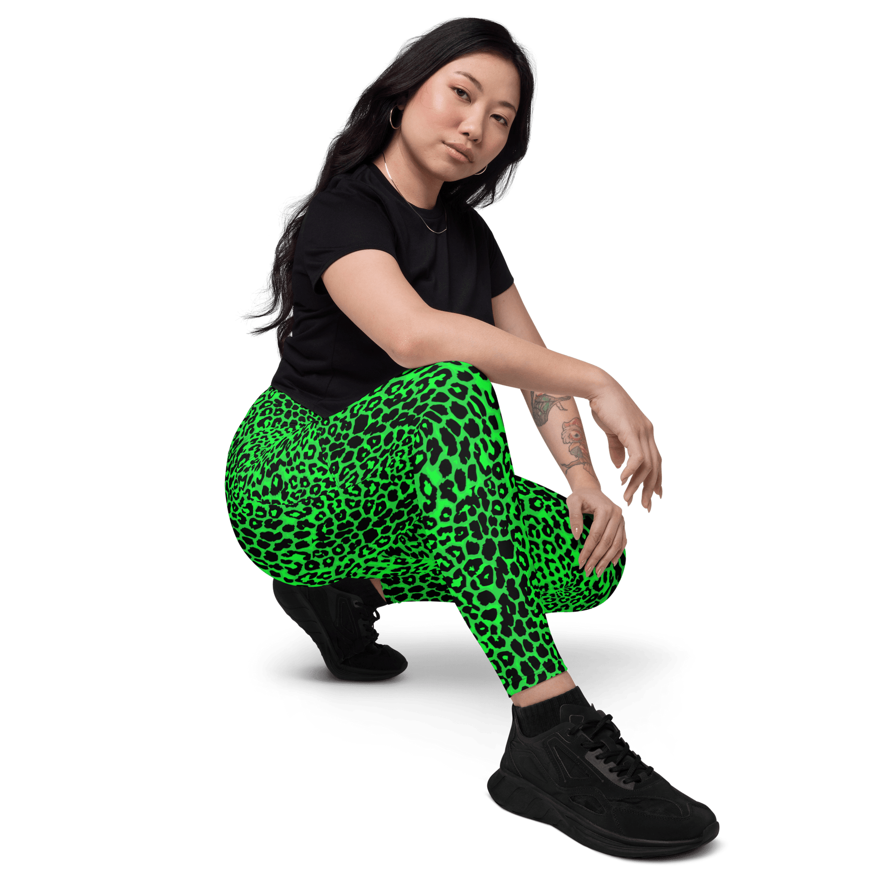 Lime Leopard Crossover Leggings with Pockets - Goth Cloth Co.3399478_14137