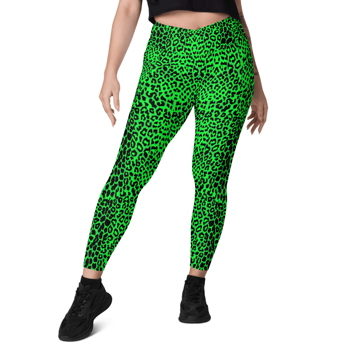 Lime Leopard Crossover Leggings with Pockets - Goth Cloth Co.3399478_14137