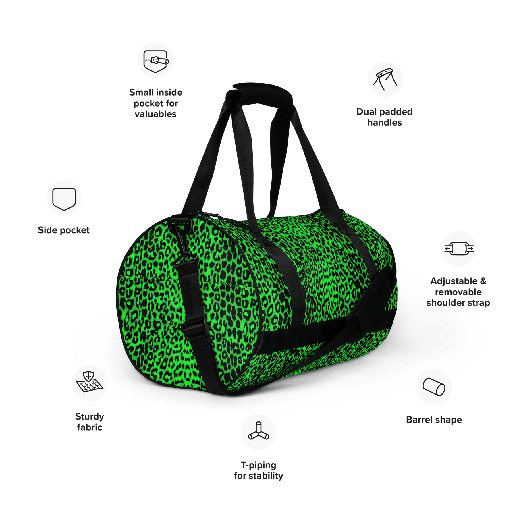 Lime Leopard Duffle Bag - Goth Cloth Co.gymwear3933216_15155