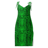 Lime Leopard Tie Strap Midi Dress (Ready to Ship) - Goth Cloth Co.
