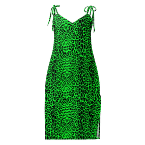 Lime Leopard Tie Strap Midi Dress (Ready to Ship) - Goth Cloth Co.