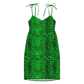 Lime Leopard Tie Strap Midi Dress (Ready to Ship) - Goth Cloth Co.
