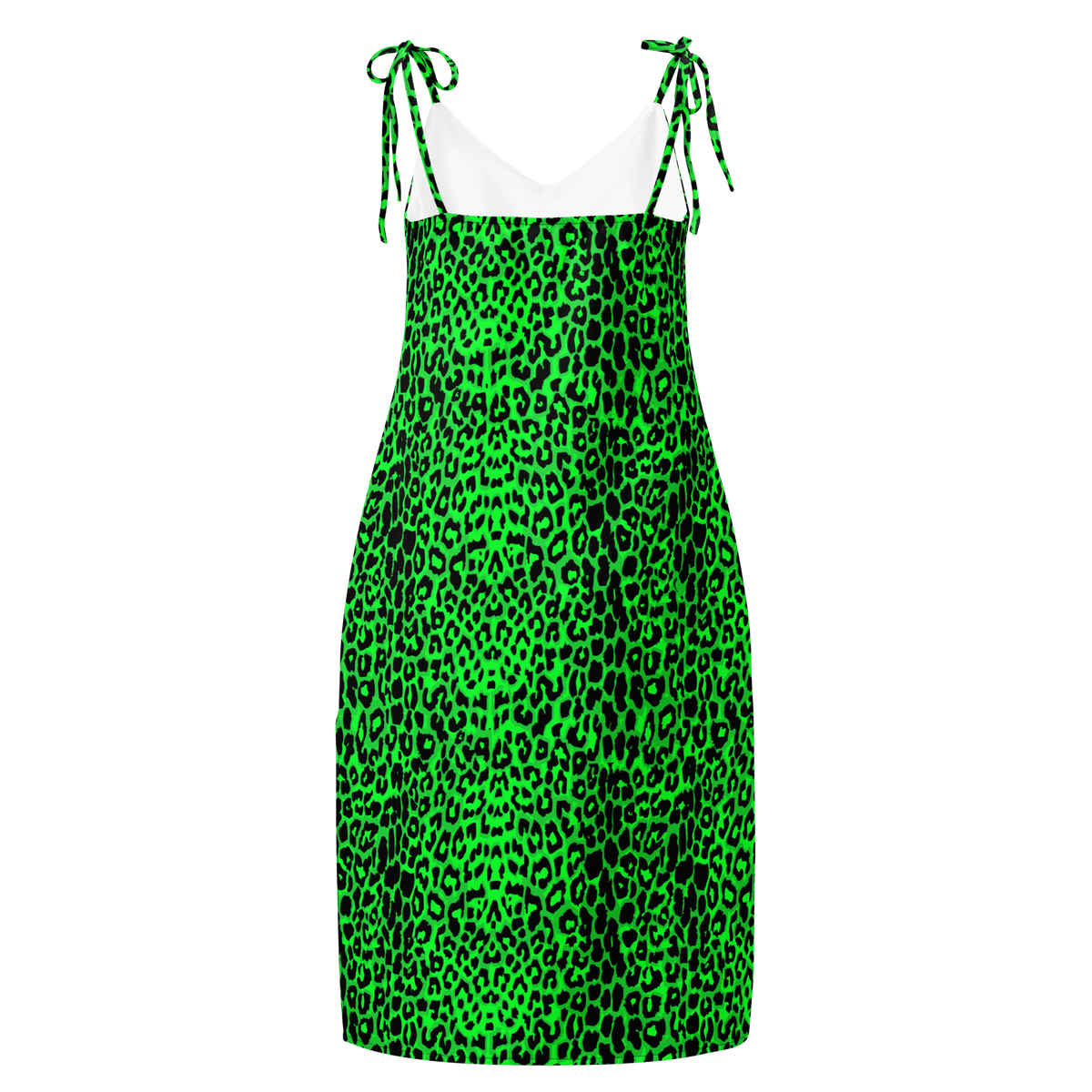 Lime Leopard Tie Strap Midi Dress (Ready to Ship) - Goth Cloth Co.
