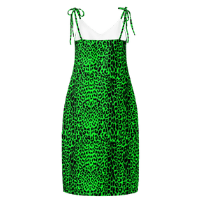 Lime Leopard Tie Strap Midi Dress (Ready to Ship) - Goth Cloth Co.