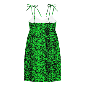 Lime Leopard Tie Strap Midi Dress (Ready to Ship) - Goth Cloth Co.