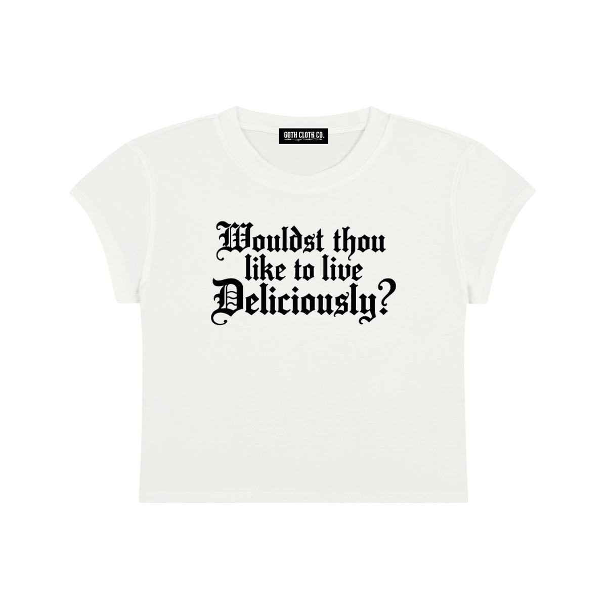 Live Deliciously Baby Tee - Goth Cloth Co.gymwear260924PODAA1119#001