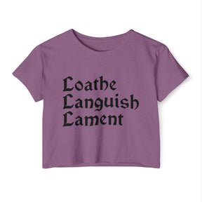 Loathe Languish Lament Stacked Women's Lightweight Crop Top - Goth Cloth Co.T - Shirt17740656152972373048