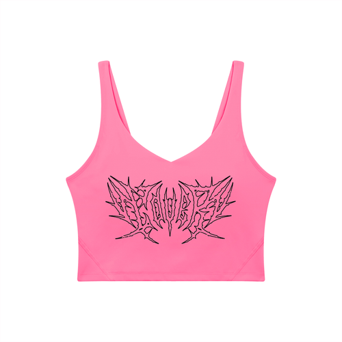 Lover Metal Font Long Line Sports Bra - Goth Cloth Co.260729PODAC0712011