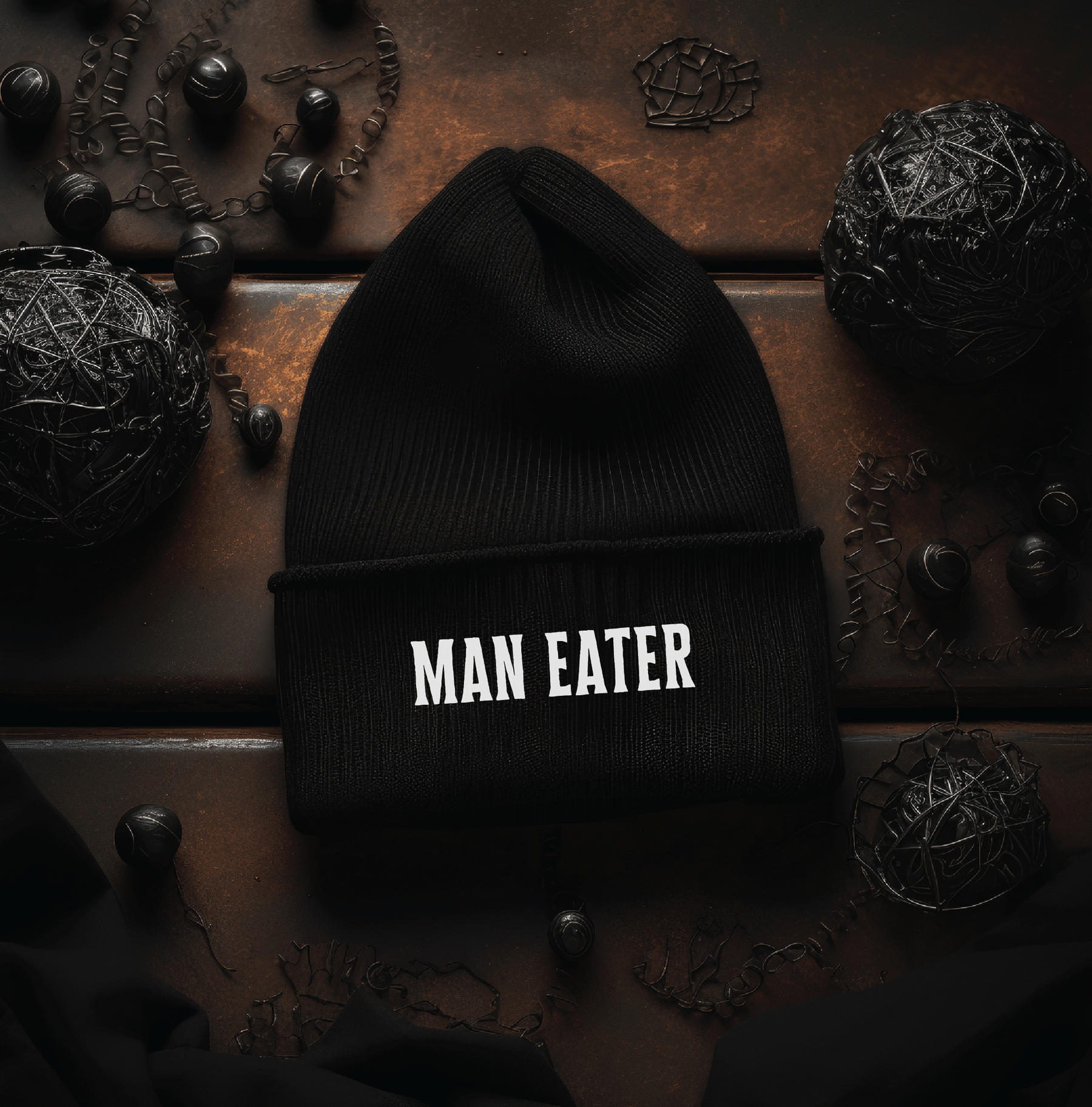 Man Eater Bold Gothic Knit Beanie - Goth Cloth Co.8543662_17496
