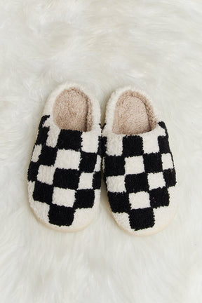 Melody Checkered Print Plush Slide Slippers - Goth Cloth Co.101300901845052