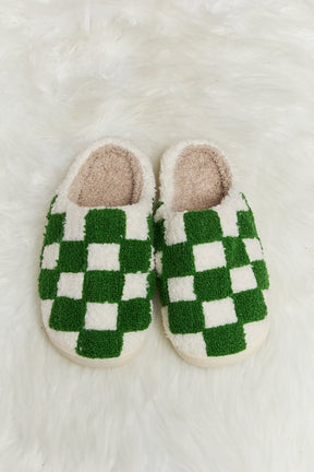 Melody Checkered Print Plush Slide Slippers - Goth Cloth Co.101300901847308