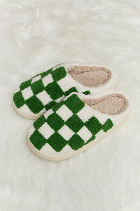 Melody Checkered Print Plush Slide Slippers - Goth Cloth Co.101300901847308