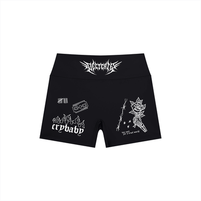 Mental Notes High Rise Yoga Shorts - Goth Cloth Co.260709PODBK1705001