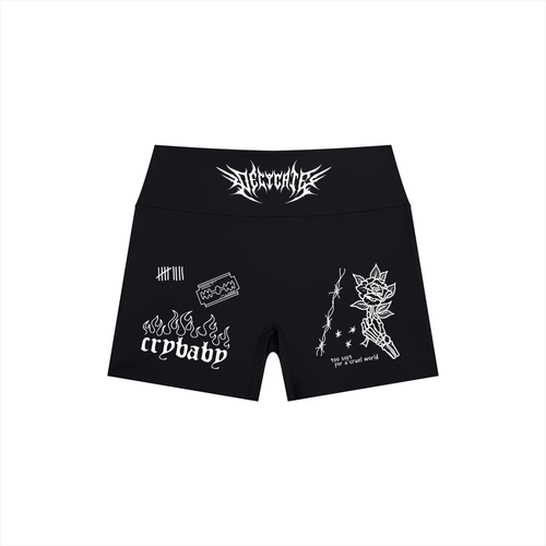 Mental Notes High Rise Yoga Shorts - Goth Cloth Co.260709PODBK1705001