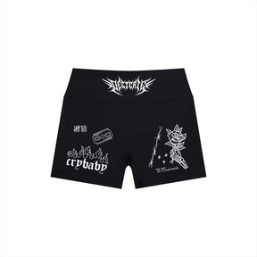 Mental Notes High Rise Yoga Shorts - Goth Cloth Co.260709PODBK1705001