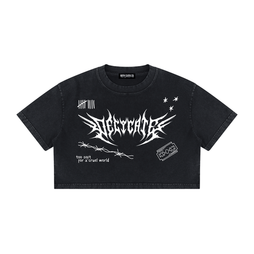 Mental Notes Mineral Wash Crop Top - Goth Cloth Co.260716PODAA1620001