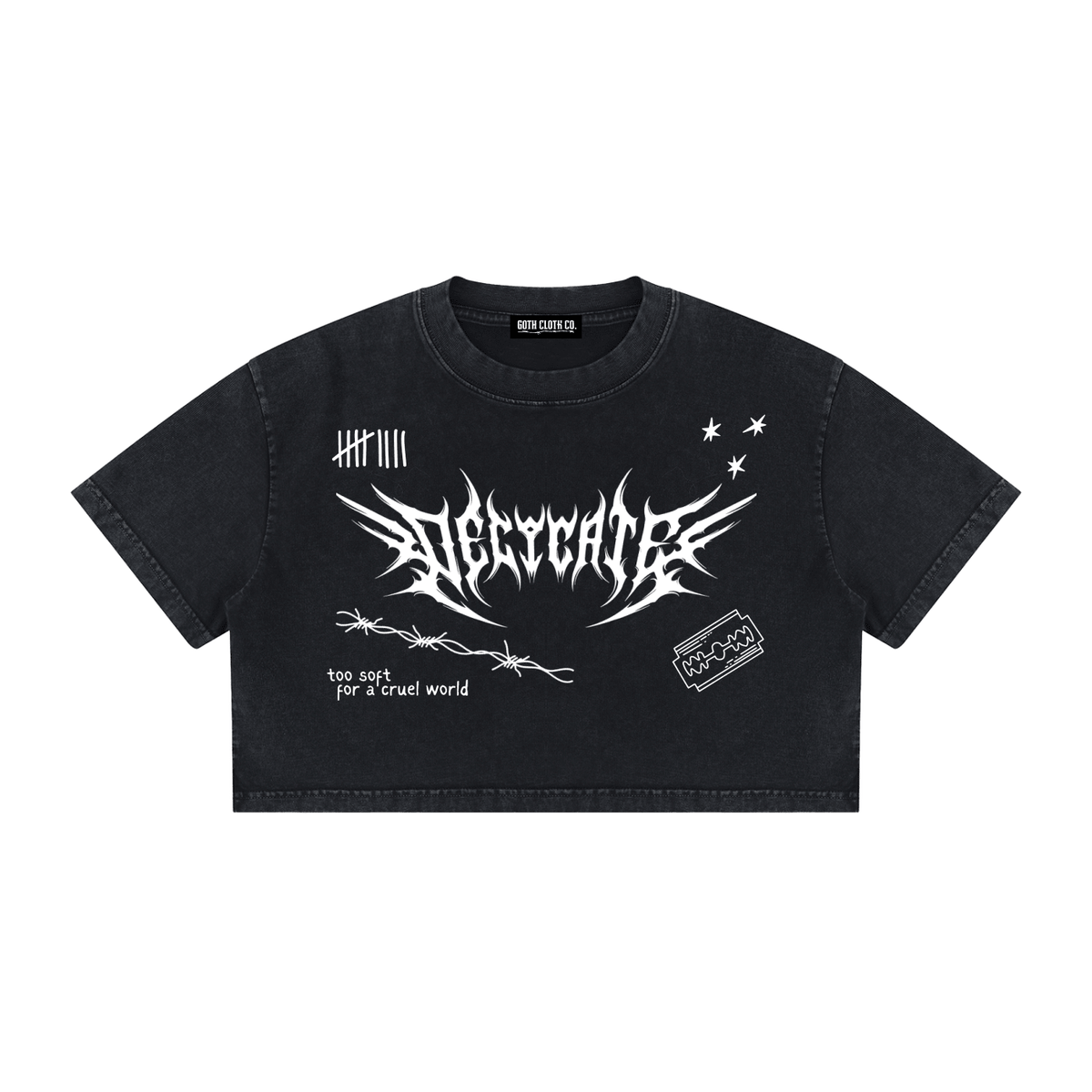 Mental Notes Mineral Wash Crop Top - Goth Cloth Co.260716PODAA1620001