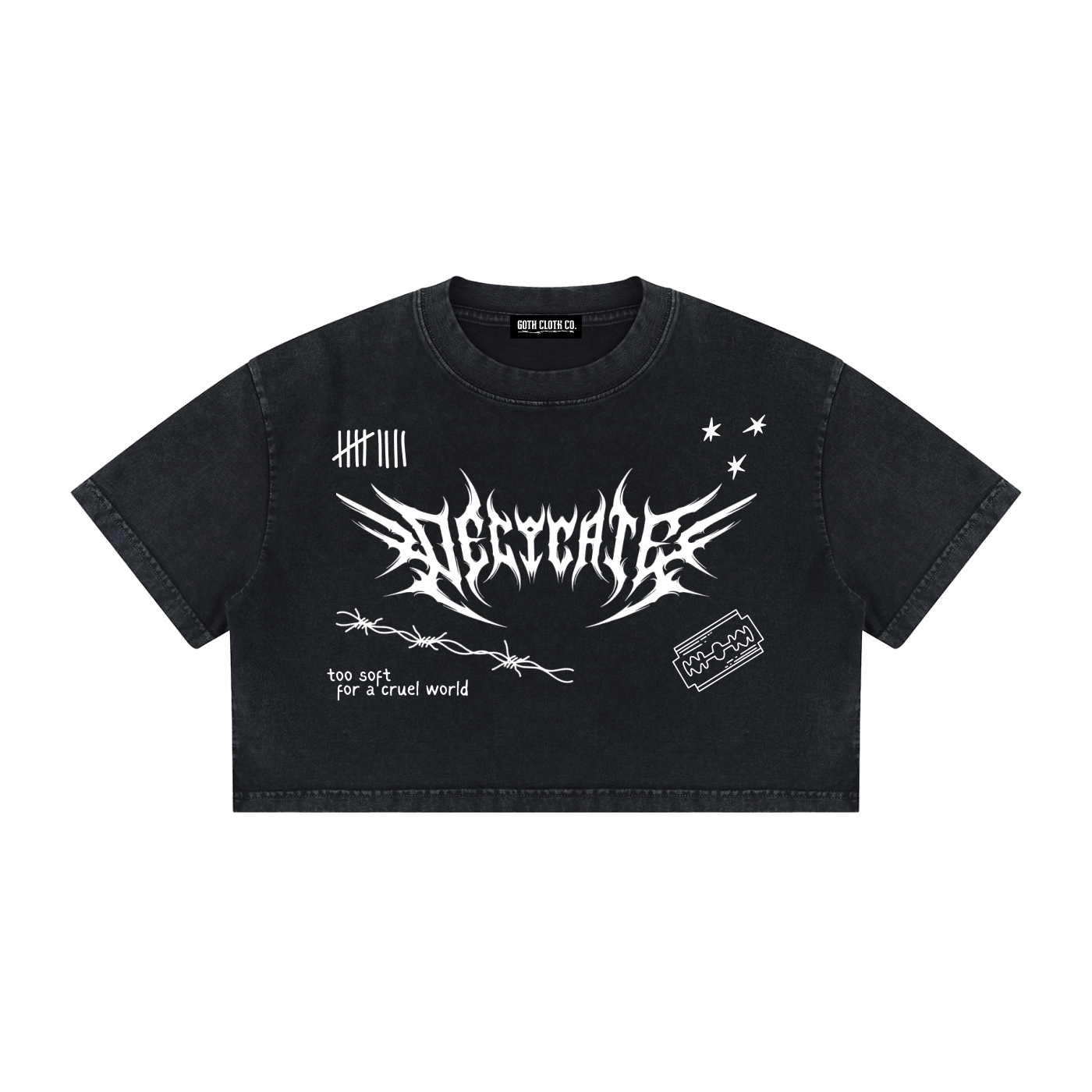 Mental Notes Mineral Wash Crop Top - Goth Cloth Co.260716PODAA1620001