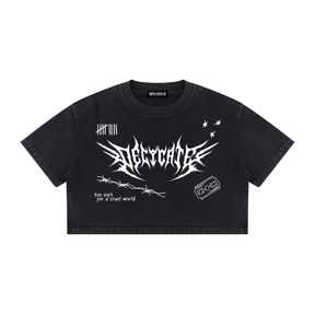 Mental Notes Mineral Wash Crop Top - Goth Cloth Co.260716PODAA1620001