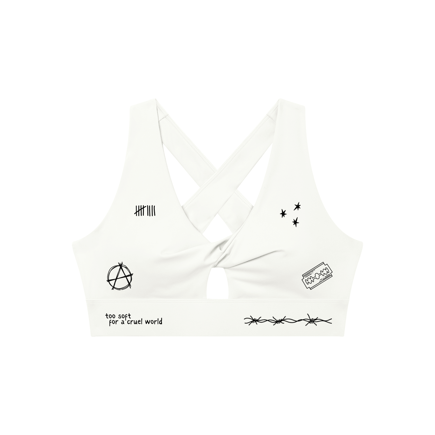 Mental Notes Twist Front Sports Bra - Goth Cloth Co.gymwear260812PODNV1825005